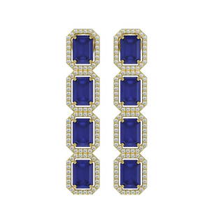 12.33 ctw Sapphire & Diamond Micro Pave Halo Earrings 10k Yellow Gold: 12.33 ctw Sapphire & Diamond Micro Pave Halo Earrings 10k Yellow Gold 12.33 ctw Sapphire & Diamond Micro Pave Halo Earrings 10k Yellow Gold Designer Brand Luxury Jewelrymade in the USA Suggested