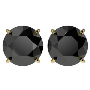 4.19 ctw Fancy Black Diamond Solitaire Stud Earrings 10k Yellow Gold: 4.19 ctw Fancy Black Diamond Solitaire Stud Earrings 10k Yellow Gold 4.19 ctw Fancy Black Diamond Solitaire Stud Earrings 10k Yellow Gold Designer Brand Luxury Jewelrymade in the USA Suggested