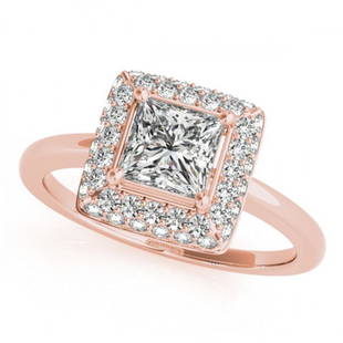 1.05 ctw Certified VS/SI Princess Diamond Halo Ring 18k Rose Gold: 1.05 ctw Certified VS/SI Princess Diamond Halo Ring 18k Rose Gold 1.05 ctw Certified VS/SI Princess Diamond Halo Ring 18k Rose Gold Designer Brand Luxury Jewelrymade in the USA Suggested Retail