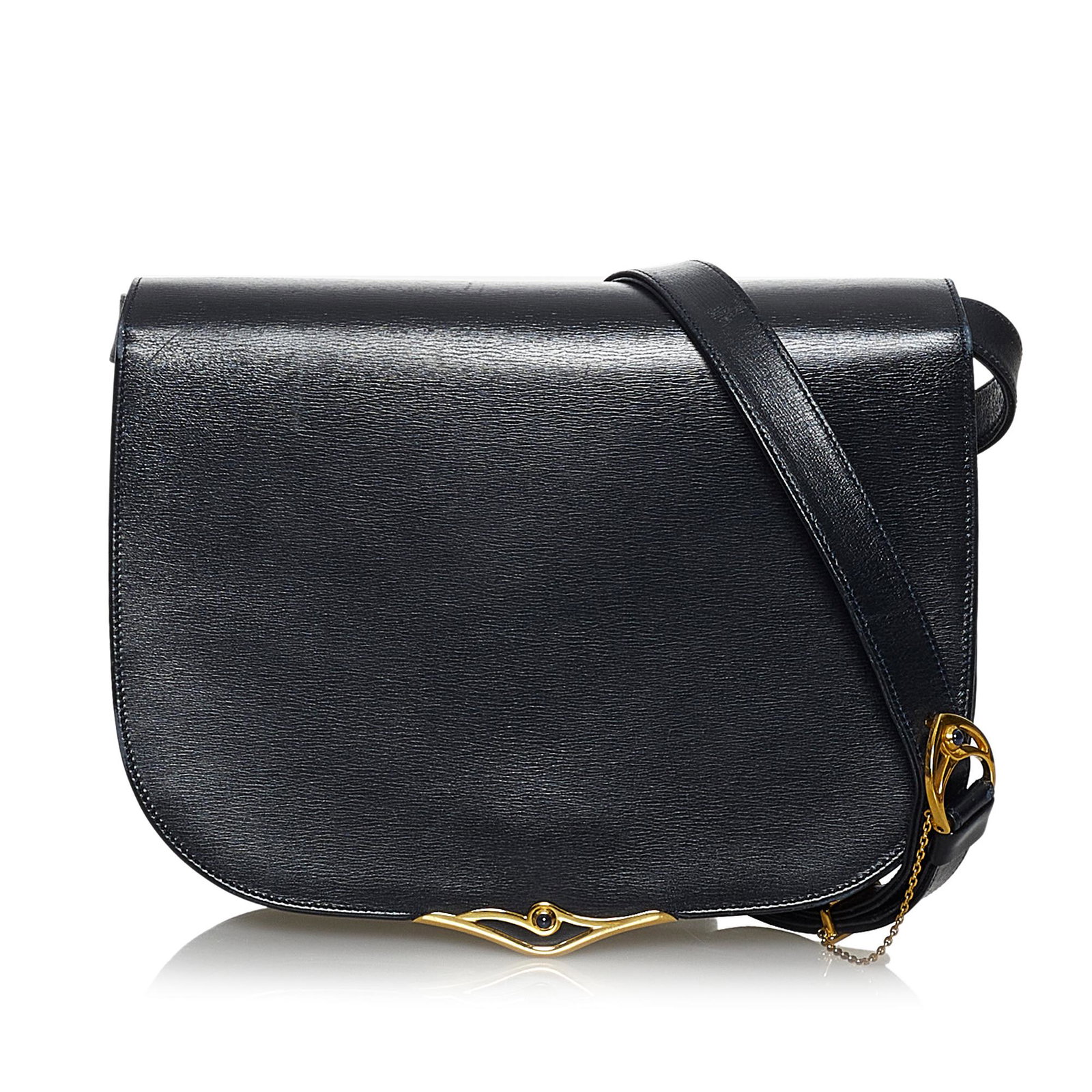 Cartier Sapphire Line Leather Crossbody Bag: Cartier Sapphire Line Leather Crossbody Bag This crossbody bag features a leather body an adjustable flat leather strap a front flap with magnetic closure and interior zip and slip pockets. Brand: Car