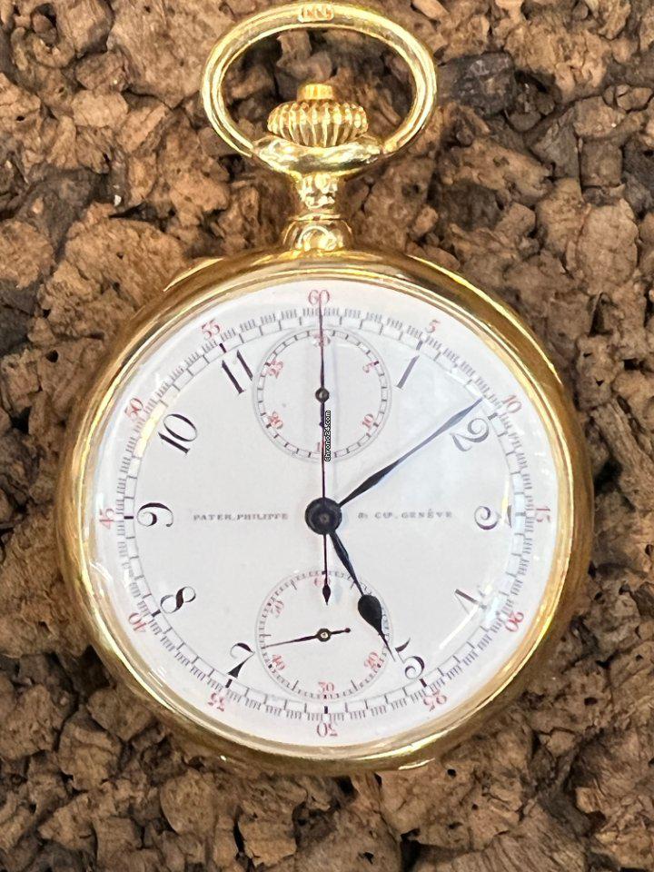Patek Philippe Pocketwatch Chronograph 18K Yellow Gold: Patek Philippe Pocketwatch Chronograph 18K Yellow Gold Brand: Patek Philippe Model: Chronograph Movement: Manual winding Case material: Yellow gold Year of production: 1910 (Approximation) Condition: