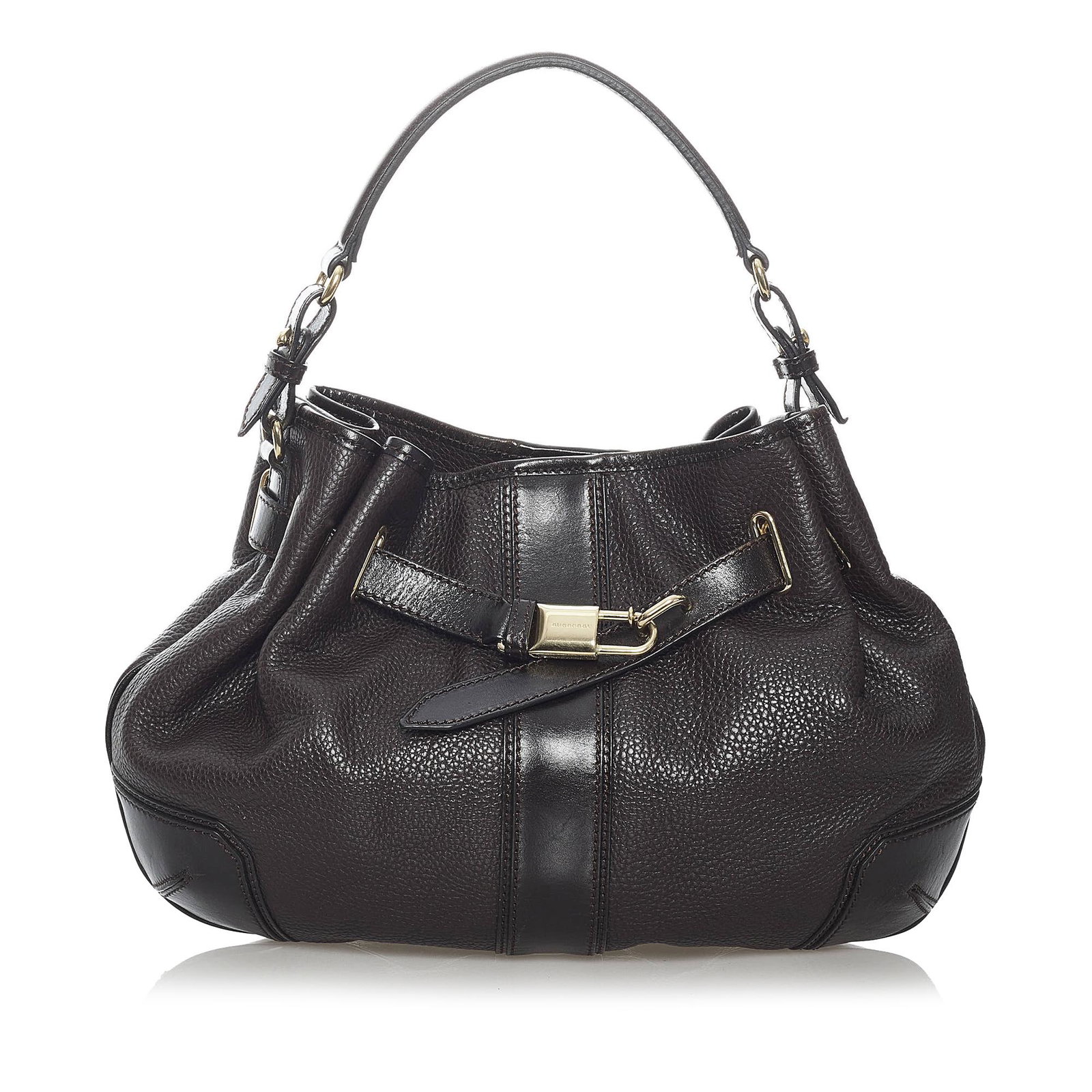 Burberry Leather Satchel: Burberry Leather Satchel This satchel features a leather body rolled leather handles a flat leather strap a top zip closure and an interior slip pocket. Brand: Burberry Model: Leather Satchel Origin: 