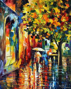 Summer Night Rain - Limited Edition 1/25 by Leonid Afremov: Summer Night Rain - Limited Edition 1/25 by Leonid AfremovThis is a limited edition giclee hand-painted by Leonid Afremov. This is the first giclee of a small edition of 25 paintings. The rest of the