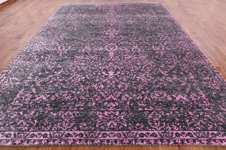 Persian Hand Knotted Wool & Silk Rug 9' 10" X 13' 5": Persian Hand Knotted Wool & Silk Rug 9' 10" X 13' 5" Design: Floral Exact Size: 9\ 10 X 13\ 5 Style: Persian Foundation: Cotton Pile: Wool & Silk Weave: Hand-knotted Age: New The BIDHAUS