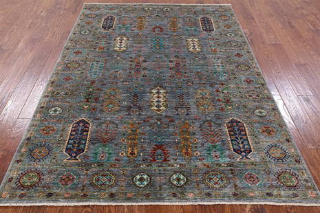 Fine Turkmen Ersari Hand Knotted Rug 5' 9" X 8' 0": Fine Turkmen Ersari Hand Knotted Rug 5' 9" X 8' 0" Design: Tribal Exact Size: 5\ 9 X 8\ 0 Style: Ersari Foundation: Cotton Pile: Wool Weave: Hand-knotted Age: New The BIDHAUS Guarantee: All items