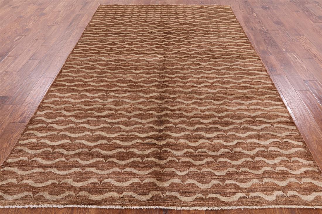 Hand Knotted Persian Gabbeh Wool Rug 6' 7" X 9' 9": Hand Knotted Persian Gabbeh Wool Rug 6' 7" X 9' 9" Design: Geometric Exact Size: 6\ 7 X 9\ 9 Style: Gabbeh Foundation: Cotton Pile: Wool Weave: Hand-knotted Age: New The BIDHAUS Guarantee: All items i