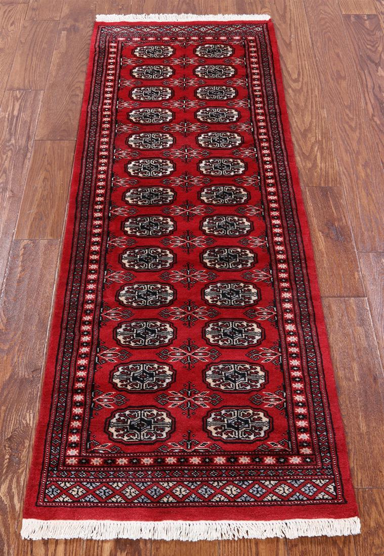 Runner Silky Bokhara Handmade Wool Rug 2' 1" X 5' 10": Runner Silky Bokhara Handmade Wool Rug 2' 1" X 5' 10" Design: Traditional Exact Size: 2\ 1 X 5\ 10 Style: Bokhara Foundation: Cotton Pile: Wool Weave: Hand-knotted Age: New The BIDHAUS Guarantee: All 
