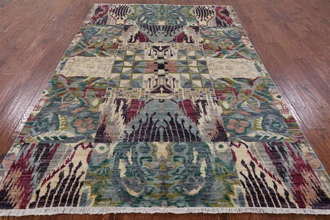 6' 0" X 9' 2" William Morris Hand Knotted Rug: 6' 0" X 9' 2" William Morris Hand Knotted Rug Design: Modern Exact Size: 6\ 0 X 9\ 2 Style: William Morris Foundation: Cotton Pile: Wool Weave: Hand-knotted Age: New The BIDHAUS Guarantee: All