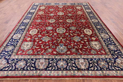 Persian Tabriz Handmade Wool Rug 9' 0" X 11' 10": Persian Tabriz Handmade Wool Rug 9' 0" X 11' 10" Design: Tabriz Exact Size: 9\ 0 X 11\ 10 Style: Persian Foundation: Cotton Pile: Wool Weave: Hand-knotted Age: New The BIDHAUS Guarantee: All