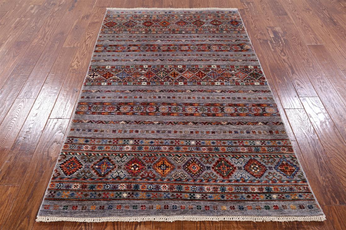 4' 0" X 6' 5" Khorjin Super Kazak Handmade Rug: 4' 0" X 6' 5" Khorjin Super Kazak Handmade Rug Design: Traditional Exact Size: 4\ 0 X 6\ 5 Style: Super Kazak Foundation: Cotton Pile: Wool Weave: Hand-knotted Age: New The BIDHAUS Guarantee: All item