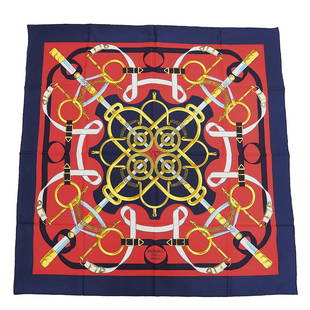 Hermes Silk Scarf Navy Red Color: Hermes Silk Scarf Navy Red Color Brand: Hermes Country of Origin: France Type: Scarf Color: Navy Red color Shape: Square Material: Silk100% Silk: 100% Size (LxW): 90cm x 88.5cm / 35.43 x