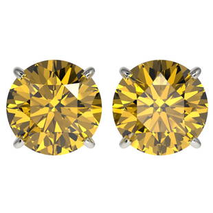 4 ctw Certified Intense Yellow Diamond Stud Earrings 10k White Gold: 4 ctw Certified Intense Yellow Diamond Stud Earrings 10k White Gold 4 ctw Certified Intense Yellow Diamond Stud Earrings 10k White Gold Designer Brand Luxury Jewelrymade in the USA Suggested