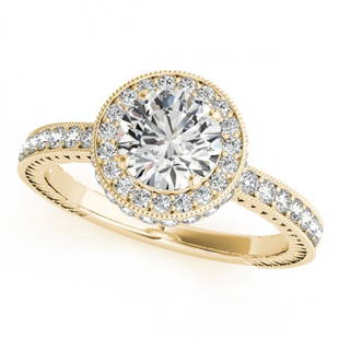1.51 ctw Certified VS/SI Diamond Solitaire Halo Ring 14k Yellow Gold: 1.51 ctw Certified VS/SI Diamond Solitaire Halo Ring 14k Yellow Gold 1.51 ctw Certified VS/SI Diamond Solitaire Halo Ring 14k Yellow Gold Designer Brand Luxury Jewelrymade in the USA Suggested