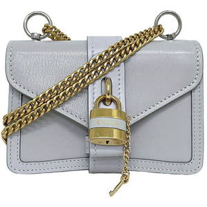 Chloe Chloe Chain Shoulder Bag Gray Light Blue Abbey CHC20SS207B724E7 Leather Flap Mini Paddington