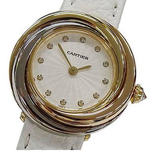 Cartier Watch Women's Trinity 12P Diamond Quartz 18K WG200256 Three Colors: Cartier Watch Women's Trinity 12P Diamond Quartz 18K WG200256 Three Colors Brand: Cartier Model: WG20025 Gender: Women Color: Bordeaux White Color (Dial): White Finish (Band): Diamond 
