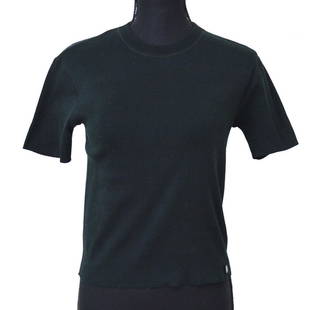 CHANEL 02C #42 CC Round Neck Short Sleeve Knit Tops Black Cotton: CHANEL 02C #42 CC Round Neck Short Sleeve Knit Tops Black Cotton Size: #42 Accents: Logo Country/Region of Manufacture: France Department: Women Style: Knit Top Season: Fall Spring Product Line: