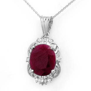 6.39 ctw Ruby & Diamond Pendant 18k White Gold: 6.39 ctw Ruby & Diamond Pendant 18k White Gold 6.39 ctw Ruby & Diamond Pendant 18k White Gold Designer Brand Luxury Jewelrymade in the USA Suggested Retail Price: $9900 .Item: Ruby NecklaceTotal