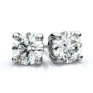 14k White Gold 4-prong Round Brilliant Diamond Stud Earrings (0.5 Ct. T.w., Vs1-vs2 Clarity, H-i: 14k White Gold 4-prong Round Brilliant Diamond Stud Earrings (0.5 Ct. T.w., Vs1-vs2 Clarity, H-i Color) These Enchanting Diamond Stud Earrings Come Set In 14k White Gold Metal With A 4-prong Setting