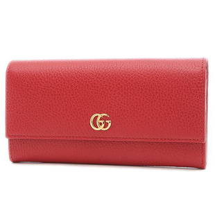 Gucci Petit Marmont Bi-Fold Wallet Leather Red 456116: Gucci Petit Marmont Bi-Fold Wallet Leather Red 456116 Brand: Gucci Type: Long wallet (bi-fold) Gender: Women Material: Leather Leather: Color: Red color Size (HxWxD): 10.5cm x 19cm / 4.13 x