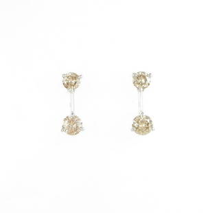 K18WG Diamond Pierced Earring: K18WG Diamond Pierced Earring Brand: Unbranded Style: Earring Material: K18WG Gender: Ladies Stone: Diamond 1.00ct ActualSize: H x W : 13.5mm x 5.2mm CenterStone: Diamond 1.00ct Type: Earring