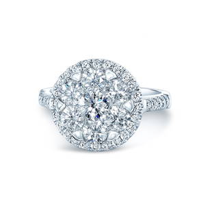 Diamond Pave Halo Ring 1.03ctw In 14k White Gold: Diamond Pave Halo Ring 1.03ctw In 14k White Gold Exquisite Diamond Pave Halo Ring With 1.03 Carats Of Round Brilliants Set In 14k White Gold 14k White Gold Coronet Mini Leyla Ring With 41 Round