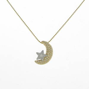 K18YG PT Moon x Star Diamond Necklace