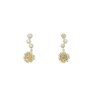 K10YG Rose White topaz earrings: K10YG Rose White topaz earrings Material: K10YG Gender: Ladies ActualSize: H x W : 19.2mm x 7.4mm CenterStone: White Topaz AB: Very Good The BIDHAUS Guarantee: All items in this auction are