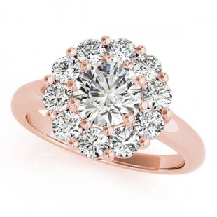 2.09 ctw Certified VS/SI Diamond Halo Ring 18k Rose Gold: 2.09 ctw Certified VS/SI Diamond Halo Ring 18k Rose Gold 2.09 ctw Certified VS/SI Diamond Halo Ring 18k Rose Gold Designer Brand Luxury Jewelrymade in the USA Suggested Retail Price: $21600 .Item: