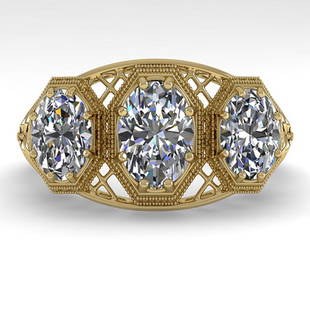 2 ctw VS/SI Oval Cut Diamond Ring Art Deco 14k Yellow Gold: 2 ctw VS/SI Oval Cut Diamond Ring Art Deco 14k Yellow Gold 2 ctw VS/SI Oval Cut Diamond Ring Art Deco 14k Yellow Gold Designer Brand Luxury Jewelrymade in the USA Suggested Retail Price: $21350
