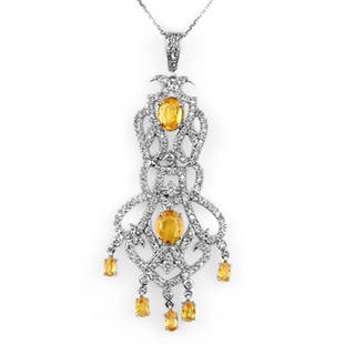 7.65 ctw Yellow Sapphire & Diamond Necklace 14k White Gold: 7.65 ctw Yellow Sapphire & Diamond Necklace 14k White Gold 7.65 ctw Yellow Sapphire & Diamond Necklace 14k White Gold Designer Brand Luxury Jewelrymade in the USA Suggested Retail Price: $16550