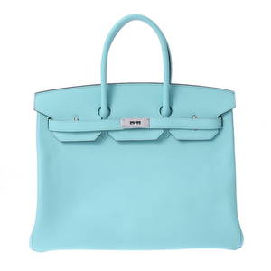 HERMES Hermes Birkin 35 Blue Atoll T engraved (around 2015) Ladies Vaux Epson handbag