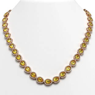 33.35 ctw Fancy Citrine & Diamond Micro Pave Halo Necklace 10k Rose Gold: 33.35 ctw Fancy Citrine & Diamond Micro Pave Halo Necklace 10k Rose Gold 33.35 ctw Fancy Citrine & Diamond Micro Pave Halo Necklace 10k Rose Gold Designer Brand Luxury Jewelrymade in the USA 