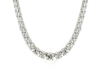 Diamond Riviera Necklace In 18k White Gold: Diamond Riviera Necklace In 18k White Gold 14k White Gold Diamond Riviera Necklace 18k White Gold Necklace With 1 Brilliant Cut Stone Weighing 1.00ctw Gia Cert (i Color Vs1 Clarity) 2 Brilliant Cut