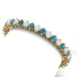 20 ctw Certified SI/I Intense Blue Diamond Bracelet 18K Yellow Gold