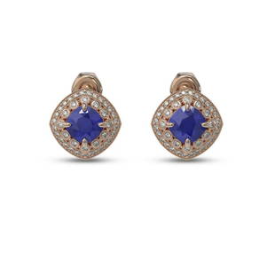 4.99 ctw Certified Sapphire & Diamond Victorian Earrings 14K Rose Gold: 4.99 ctw Certified Sapphire & Diamond Victorian Earrings 14K Rose Gold 4.99 ctw Certified Sapphire & Diamond Victorian Earrings 14K Rose Gold Designer Brand Luxury Jewelrymade in the USA Suggested