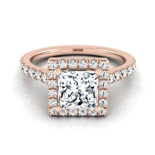1 3/8ctw Princess Cut Diamond Round Halo Engagement Ring In 14k Rose Gold, Igi-certified: 1 3/8ctw Princess Cut Diamond Round Halo Engagement Ring In 14k Rose Gold, Igi-certified Simply Gorgeous, This Igi-certified Round Halo Diamond Engagement Ring Showcases A 1-carat Princess Cut