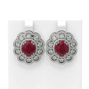 12.21 ctw Ruby & Diamond Earrings 18K White Gold: 12.21 ctw Ruby & Diamond Earrings 18K White Gold 12.21 ctw Ruby & Diamond Earrings 18K White Gold Designer Brand Luxury Jewelrymade in the USA Suggested Retail Price: $15700 Item: Ruby StudTotal