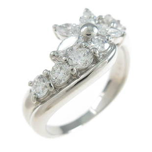 PT Flower Diamond Ring: PT Flower Diamond Ring Brand: Unbranded Style: Ring Material: PT Gender: Ladies Size: 11.5 (JPN size) Stone: Diamond 1.00ct ActualSize: W : 9.8mm CenterStone: Diamond 1.00ct Type: Ring Metal: PT