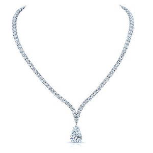 Diamond Necklace With Pear Shape Semi Mount Drop In 18k White Gold