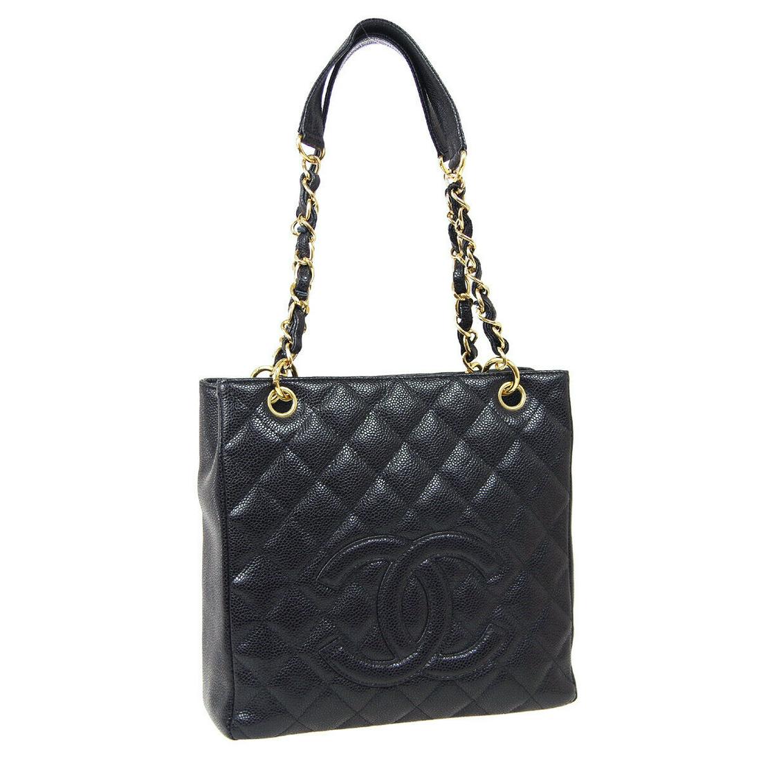 CHANEL Petit Shopping Tote PST Chain Hand Tote Bag 8774930 Black Caviar: CHANEL Petit Shopping Tote PST Chain Hand Tote Bag 8774930 Black Caviar Size: Medium Accents: Quilted Model: Chain Hand Tote Bag Country/Region of Manufacture: Italy Department: Women Style: Tote Bag