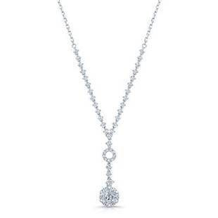 Diamond Cluster Y-necklace In 14k White Gold: Diamond Cluster Y-necklace In 14k White Gold Chic Diamond Cluster Y-necklace Has 1.35 Carats Of Round Brilliants Set In 14k White Gold 14k White Gold Coronet Kingu Necklace With 47 Round Brilliant