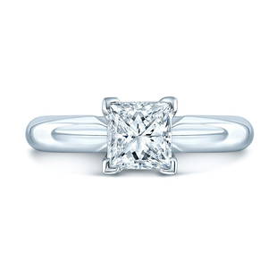 Princess Cut Solitaire Engagement Ring In 14k White Gold 6.5mm Pr Cz: Princess Cut Solitaire Engagement Ring In 14k White Gold 6.5mm Pr Cz Exquisite Solitaire Ring With 6.5mm Princess Cubic Zirconia Set In 14 Karat White Gold Mounting 14 Karat White Gold Solitaire