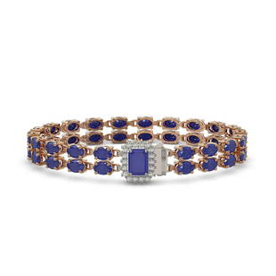 19.07 ctw Sapphire & Diamond Bracelet 14K Rose Gold: 19.07 ctw Sapphire & Diamond Bracelet 14K Rose Gold 19.07 ctw Sapphire & Diamond Bracelet 14K Rose Gold Designer Brand Luxury Jewelrymade in the USA Suggested Retail Price: $13000 .Item: Sapphire
