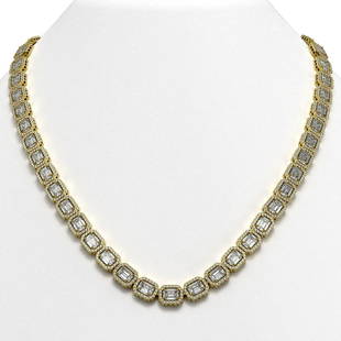 33.10 ctw Emerald Cut Diamond Micro Pave Necklace 18K Yellow Gold: 33.10 ctw Emerald Cut Diamond Micro Pave Necklace 18K Yellow Gold 33.10 ctw Emerald Cut Diamond Micro Pave Necklace 18K Yellow Gold Designer Brand Luxury Jewelrymade in the USA Suggested Retail