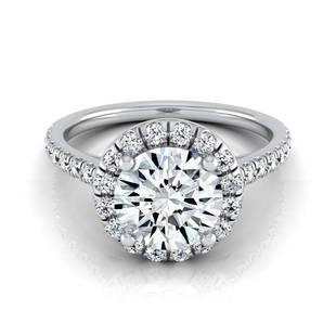 1 3/8ctw Round Diamond Halo Engagement Ring With Pave Shank In 14k White Gold, Igi-certified: 1 3/8ctw Round Diamond Halo Engagement Ring With Pave Shank In 14k White Gold, Igi-certified Elegance Emanates From This Igi-certified Halo Diamond Engagement Ring With Pave Shank Showcasing A