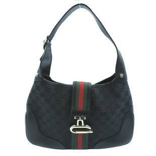 Gucci Sherry Line 130779 GG Pattern Handbag One Shoulder Bag Black Canvas Leather 0026GUCCI: Gucci Sherry Line 130779 GG Pattern Handbag One Shoulder Bag Black Canvas Leather 0026GUCCI Brand: Gucci Line: Sherry Line Country of Origin: Italy Type: Handbag Shoulder bag Material: GG