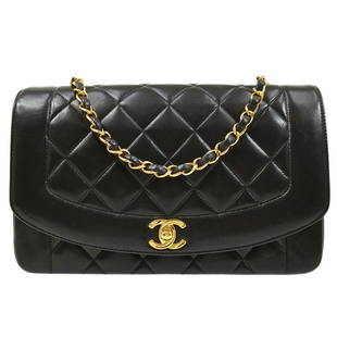 CHANEL Medium Diana CC Single Chain Shoulder Bag 3092333 Black Lambskin: CHANEL Medium Diana CC Single Chain Shoulder Bag 3092333 Black Lambskin Size: Medium Accents: Logo Quilted Model: Diana Shoulder Bag Country/Region of Manufacture: France Department: Women Style: