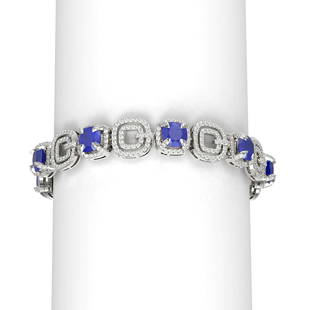 26.1 ctw Sapphire & Diamond Bracelet 18K White Gold: 26.1 ctw Sapphire & Diamond Bracelet 18K White Gold 26.1 ctw Sapphire & Diamond Bracelet 18K White Gold Designer Brand Luxury Jewelrymade in the USA Suggested Retail Price: $32400 Item: Sapphire