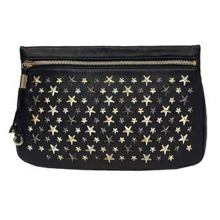 JIMMY CHOO Clutch bag ZENA LTR J000053482001 Star studs: JIMMY CHOO Clutch bag ZENA LTR J000053482001 Star studs Brand: Jimmy Choo Type: Clutch bag Material: Leather Leather: Color: Black Metallic Closure: Zipper Inner Pocket: Open pocket1 Open