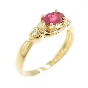 K18YG Ruby Ring: K18YG Ruby Ring Brand: Unbranded Style: Ring Material: K18YG Gender: Ladies Size: 11.5 (JPN size) Main Stone: Ruby 0.40ct ActualSize: W : 5.3mm CenterStone: Ruby 0.40ct Side Stone: Diamond Type: